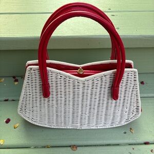 Vintage Lewis Red and White Woven Shoulder Bag